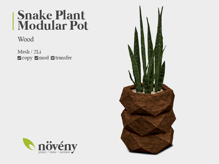 Noveny - Snake Plant Modular Pot - Wood