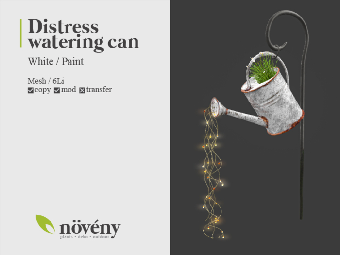 Noveny - Distress Watering Can - Paint White
