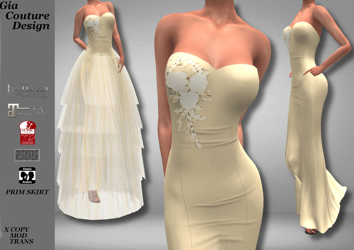 "GCD" Rita Strapless Gowns Almond
