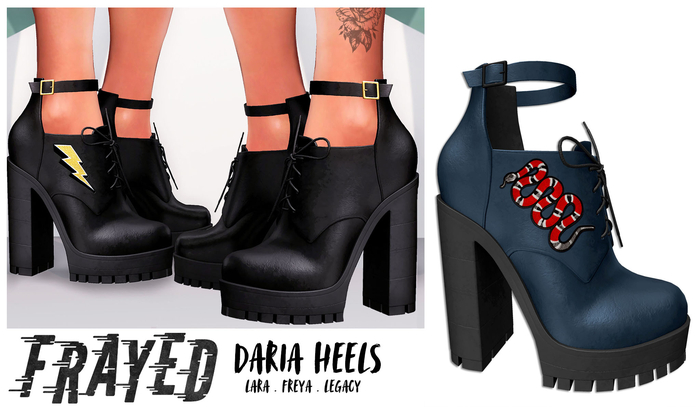 Frayed - Daria Heels - Blue Snakes