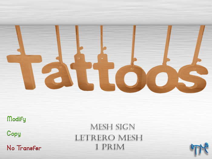 SIGN MESH "TATTOOS"  1 Prim