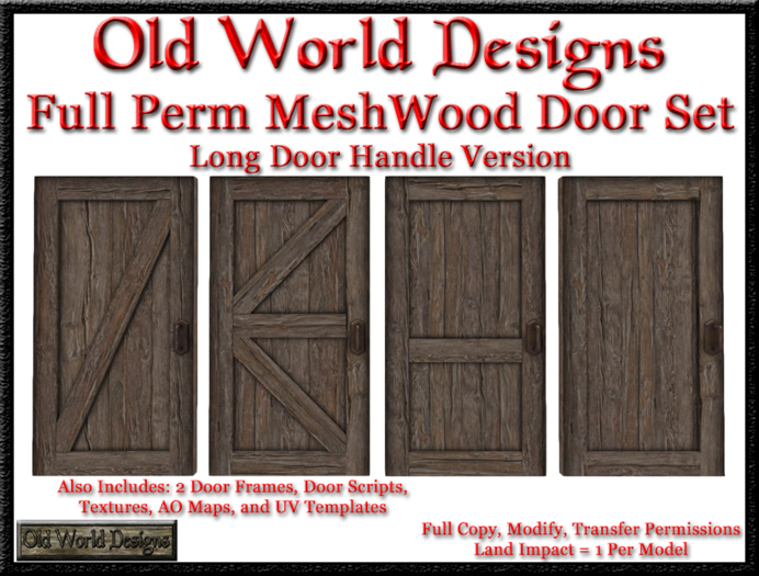 Full perm wood doors with long handles set boxed