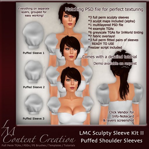 LMC PSD FILES - Sculpty Sleeve Kit II - Vintage Shoulder Puff Sleeves