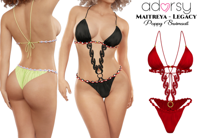 adorsy - Poppy Swimsuit Deep Red - Maitreya/Legacy/Lara Petite