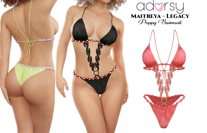 adorsy - Poppy Swimsuit Coral - Maitreya/Legacy/Lara Petite