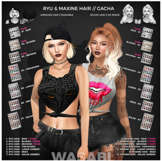 Wasabi // Maxine Mesh Hair - #8 B&W RARE