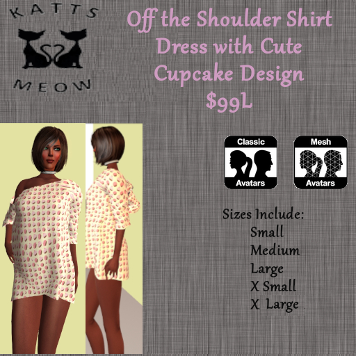 Cupcake Off Shoulder Shirt Dress