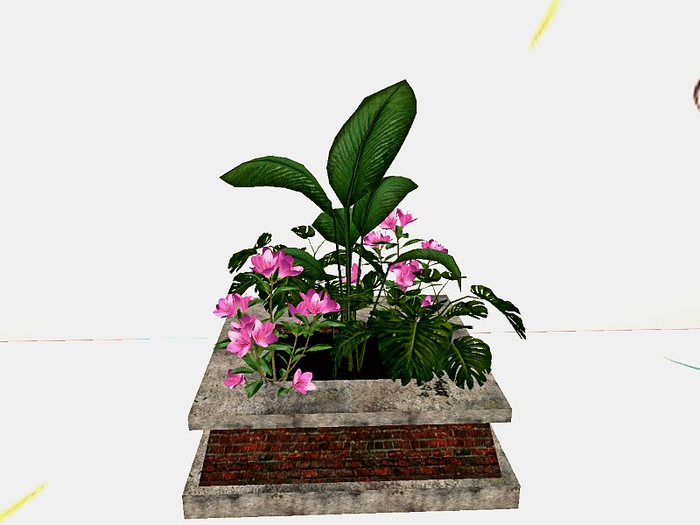 [AE] Garden Store- Cement Planter w/ Phildendrons