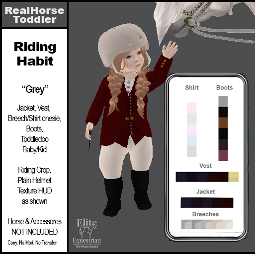 *E* Toddler English Riding Habit Grey  [Add & Click]