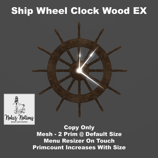 Ship Wheel Clock Wood EX