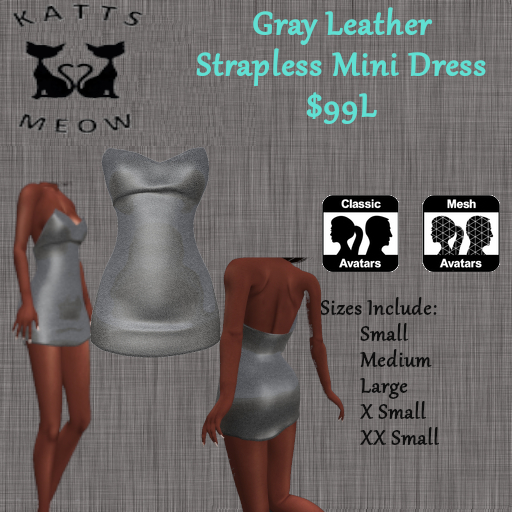 Gray Leather Mini Dress Boxed