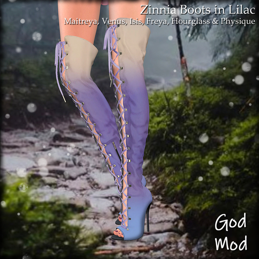 Zinnia boots lilac, by God Mod boxed