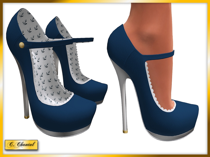 C.CHANTAL Blue & White Mary Jane Pumps REEPERBAHN [Maitreya]
