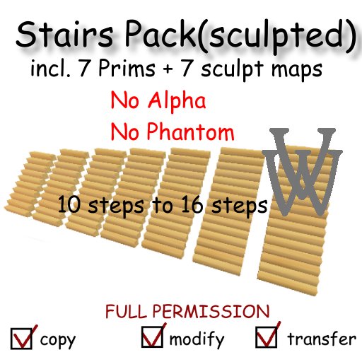 sculpted stairs   1 Prim without phantom or tranparent