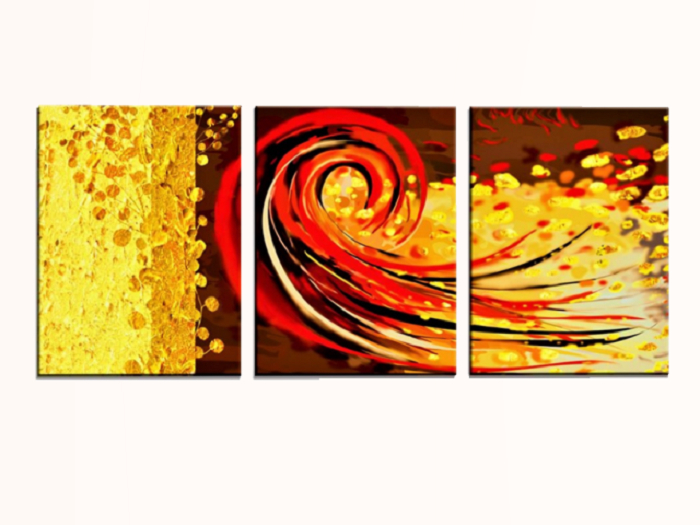 ALPHA 3-SPLIT Canvas Painting "Waves of Fire & Gold"