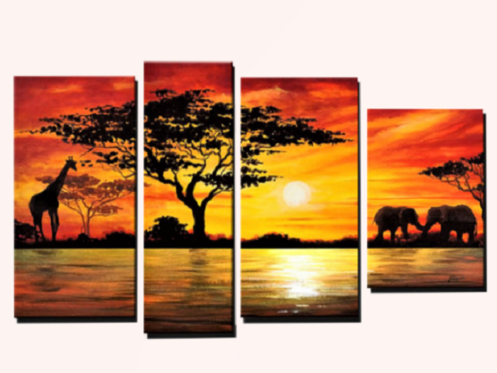ALPHA 4-SPLIT Canvas Painting "African Safari"