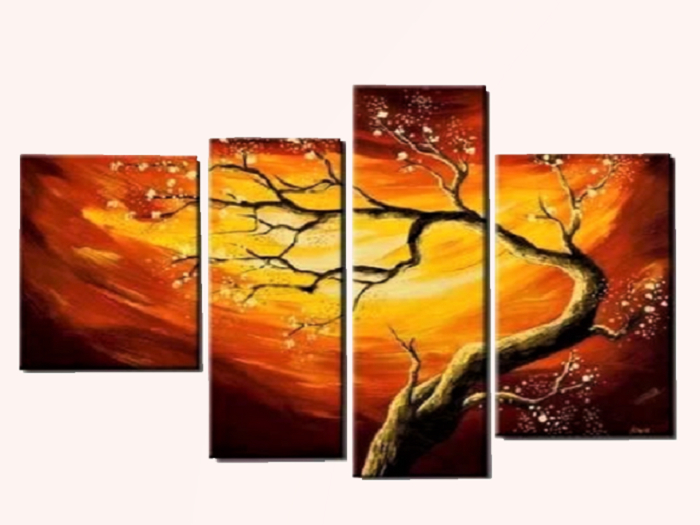 ALPHA 4-SPLIT Canvas Painting "Flowering Tree"