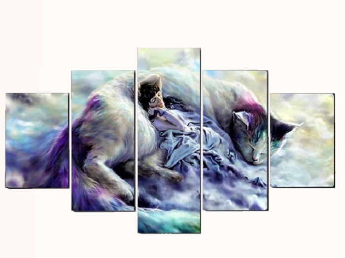 Split Canvas Home Wall Art, KITTY CAT DREAMS, Alpha Decal, copy/mod 1 prim hanging Decor, image both sides! Edit Resize!