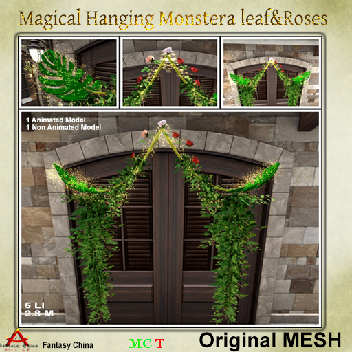 FCBTS - Mesh Magical Hanging Monstera leaf&Roses CB