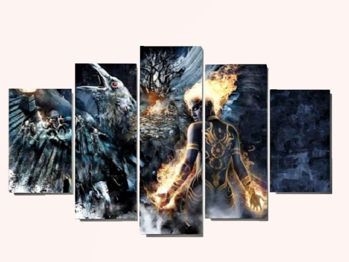 ALPHA 5-split canvas painting "Fantasy Battle"