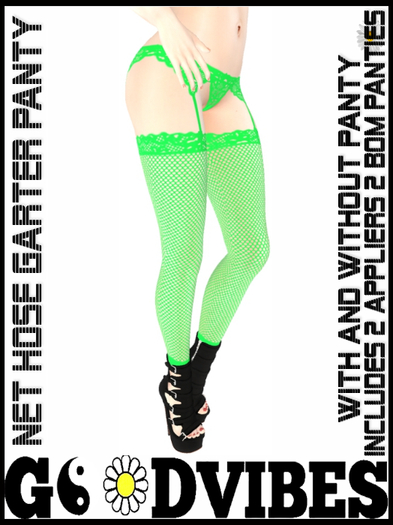 NeonGreen NET GarterPantyHose 
