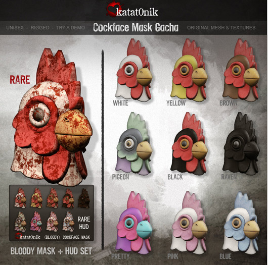 *katat0nik* (yellow) Cockface Mask