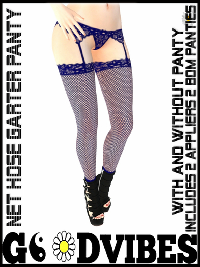 Navy NET Garter Panty Hose * Add - Touch - Detach - Unpacker