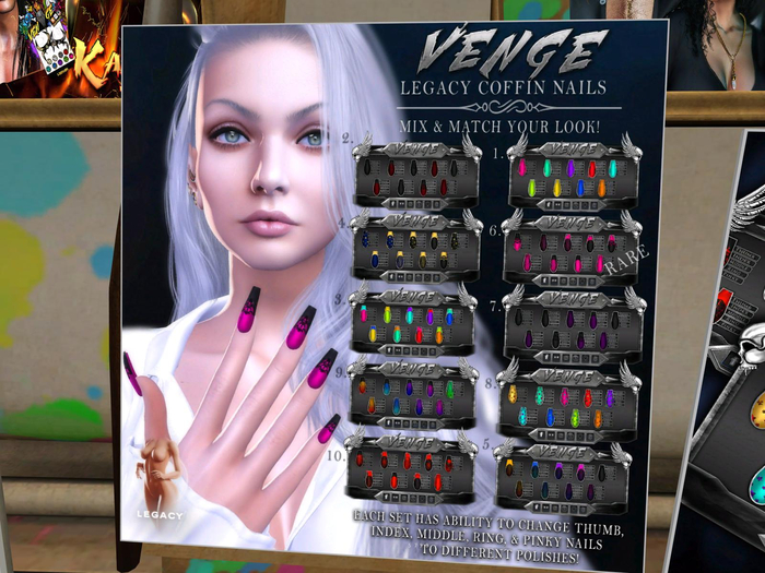 5.Venge - Gacha - Coffin Nail Set -  Night Ombre