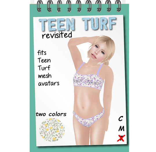 Teen Turf Bra Undie set 2 floral