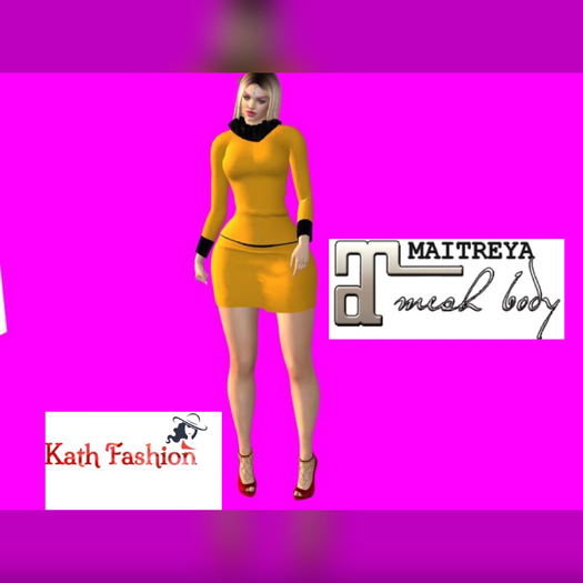 K F Maitreya collar dress Yellow & Black