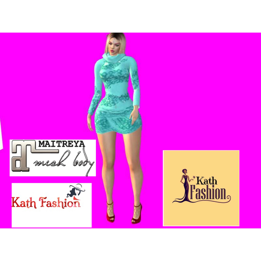 K F Maitreya collar dress Turquoise