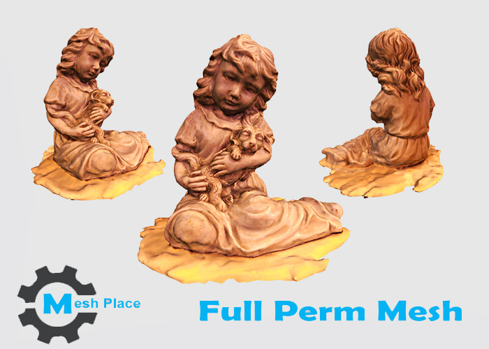 Mesh Place - Girl with Dog Statue - Full Perm Mesh