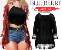 Blueberry - Solstice - Fringe Wrap - Black