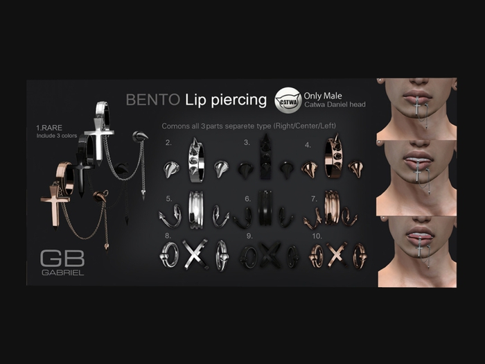 10.::GB:: Lip piercing (Catwa Daniel) Copper (Omega)