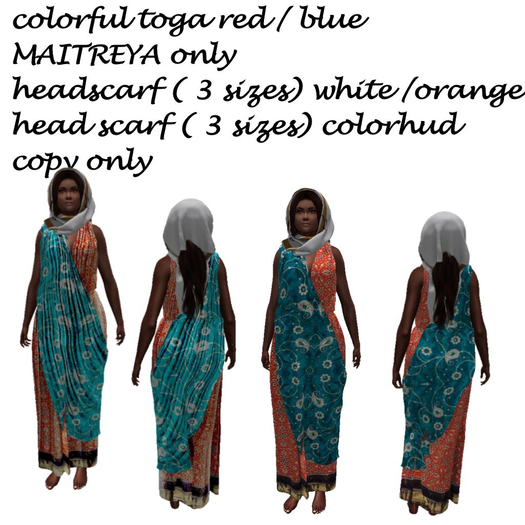 dress toga maitraya  red blue with headscarf