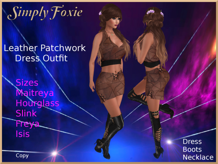 Leather Patchwork Dress Outfit (Boxed)