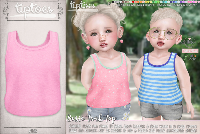 . tiptoes - Basic Tank Top - Pink