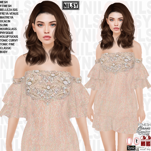 RUFFLE SLEEVE OFFSHOULDER DRESS,ALL BODIES