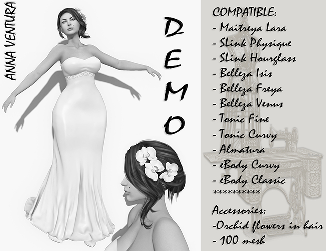Anna.V _Formal Dress  Lady Arlene_DEMO _ Maitreya, Slink, Belleza, Tonic, Almatura, eBody