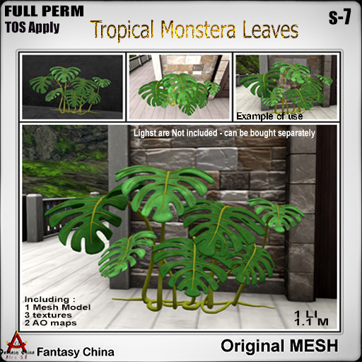 FC- FP Mesh Tropical Monstera Leaves s-7 B