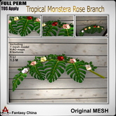 FC- FP Mesh Tropical Monstera Rose Branch B