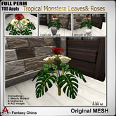 FC- FP Mesh Tropical Monstera Leaves & Roses B