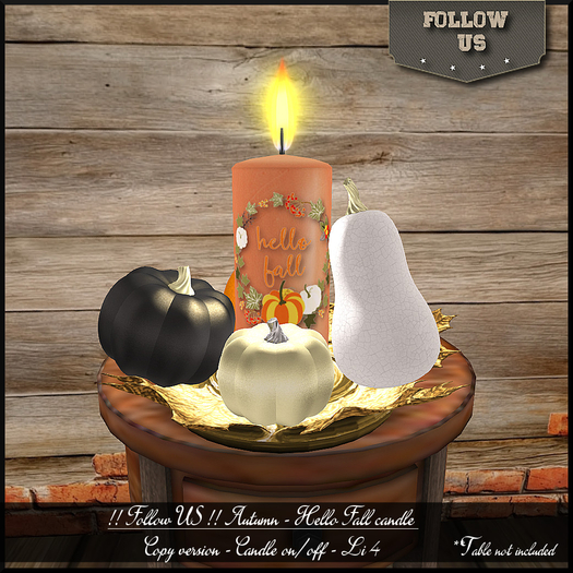 !! Follow US !! Autumn - Hello Fall candle centertable COPY BOX