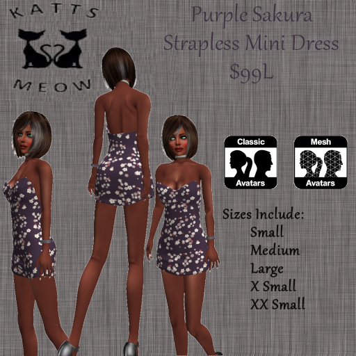 Purple Sakura Mini Dress Boxed