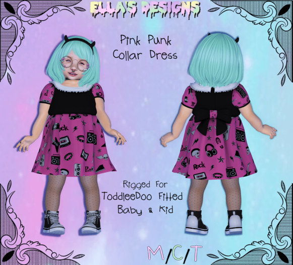 [ED] Pink Punk Collar Dress