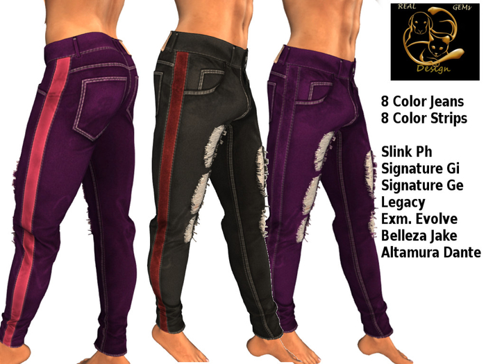 [RG] Ripped Jeans With Leatherstrips (Box)