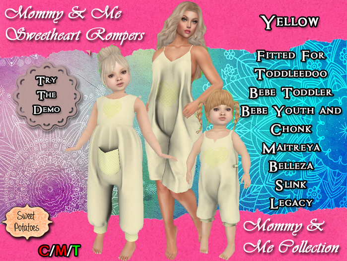 < SP > Mommy & Me Sweetheart Rompers - Yellow
