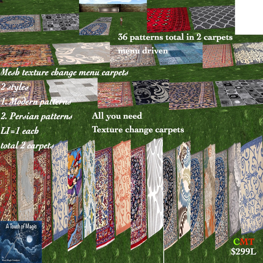 2 Mesh carpets 36 pattern total texture change menu driven-BOX