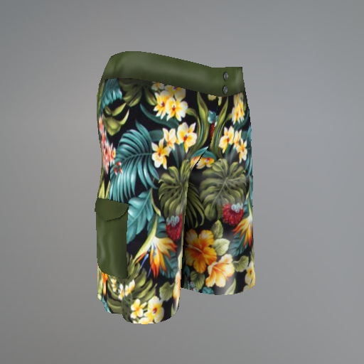 Green Hibiscus Slink Shorts box