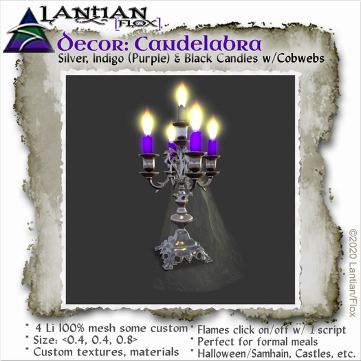 ~L/Fx~Candelabra, Halloween Cobwebs Indigo/Black (mesh) MCtbox